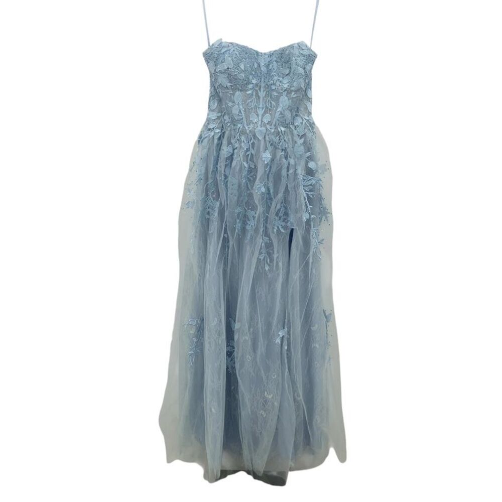 Prom Women A-line Tulle Prom Dress With Corset Sweetheart Neckline Blue 8